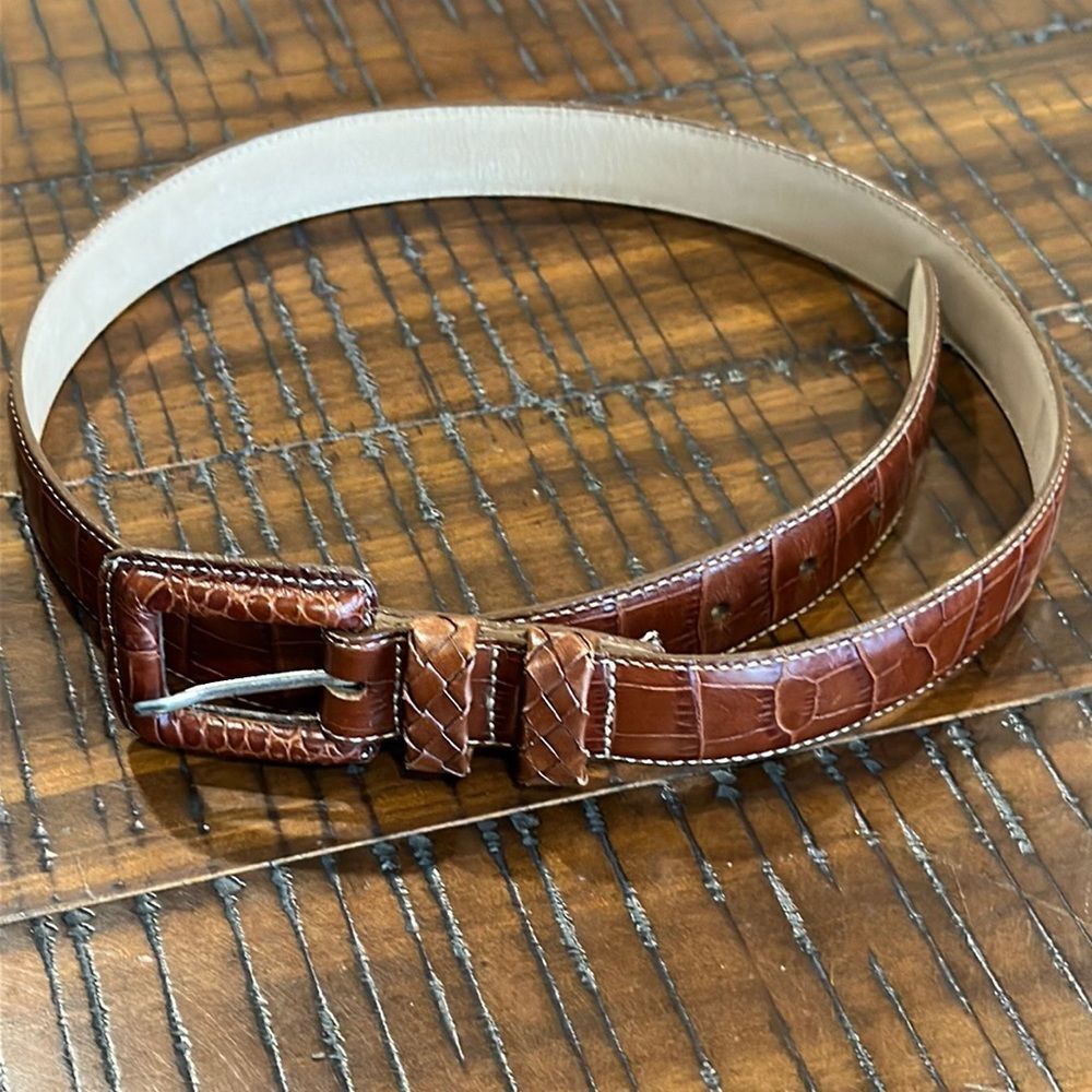Brighton Brown Croc-Embossed Leather Belt